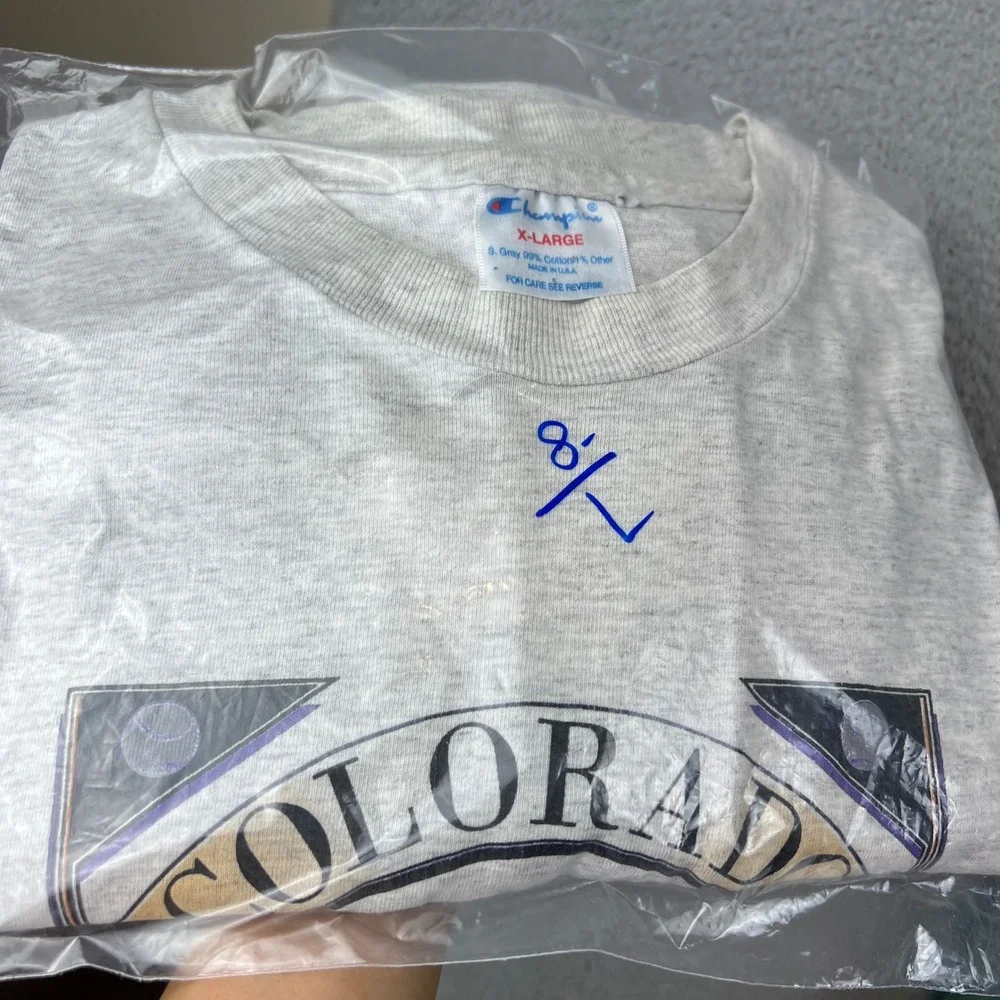 Vintage 1994 Colorado Rockies Champion T-Shirt Mens XL Gray Single Stitch MLB - Picture 10 of 10